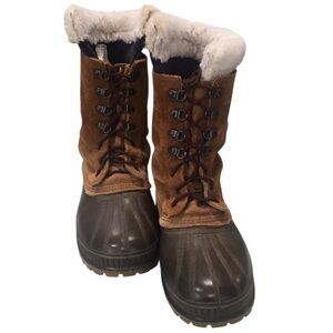 Sorel Steel Shank Leather/Wool Labelling Act Brown Winter Boots 10 .